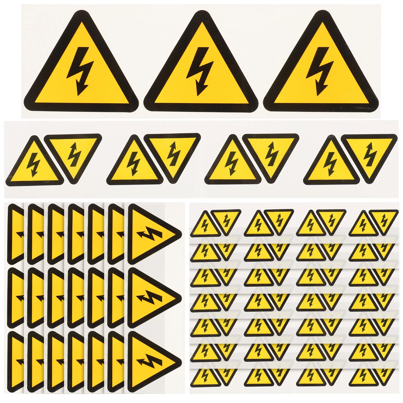 30pcs Warning Stickers High Voltage Signs Electrical Labels Yellow Triangle Safety Caution Electric Shocks Decal
