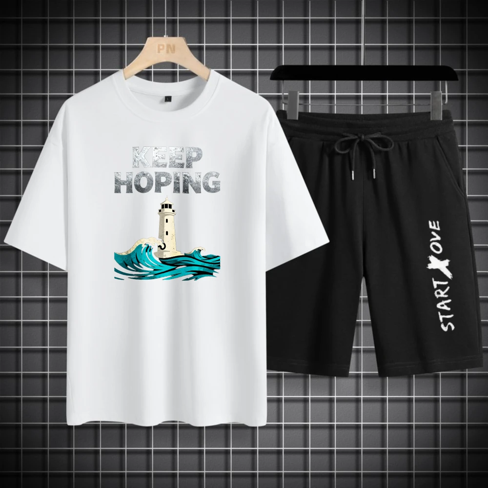 

Мужские комплекты футболок, комплект одежды из полиэстера, модные летние шорты с короткими рукавами, дышащая капельная одежда для футбола