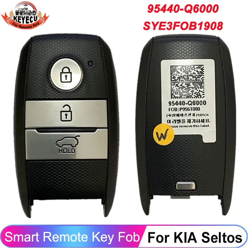 

KEYECU P/N: 95440-Q6000 For KIA Seltos 2020 2021 2022 Smart Remote 433MHz FCC ID: SYE3FOB1908 3 Buttons Key Fob