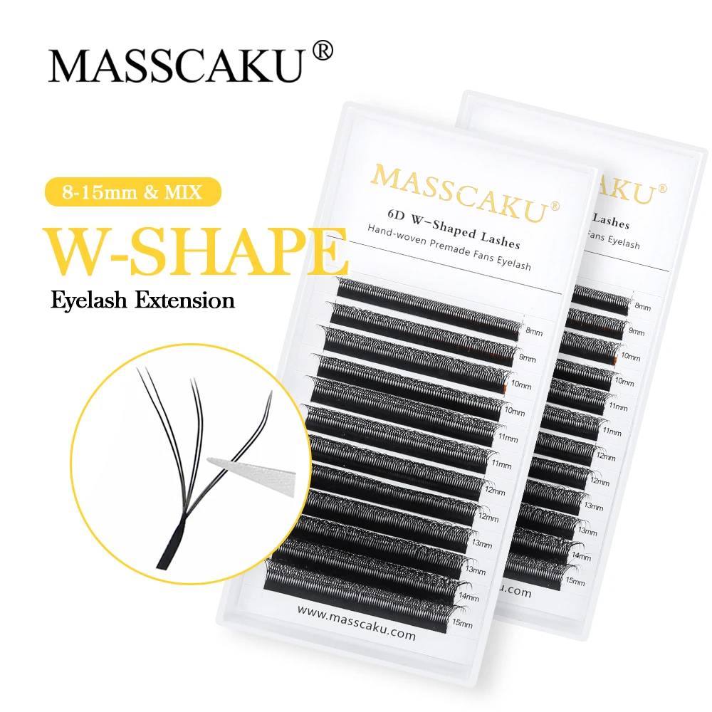 

MASSCAKU W Shape Eyelash Extensions 3D/4D/5D Premade Volume Fans W Style Lashes Professional Natural False Eyelash Makeup