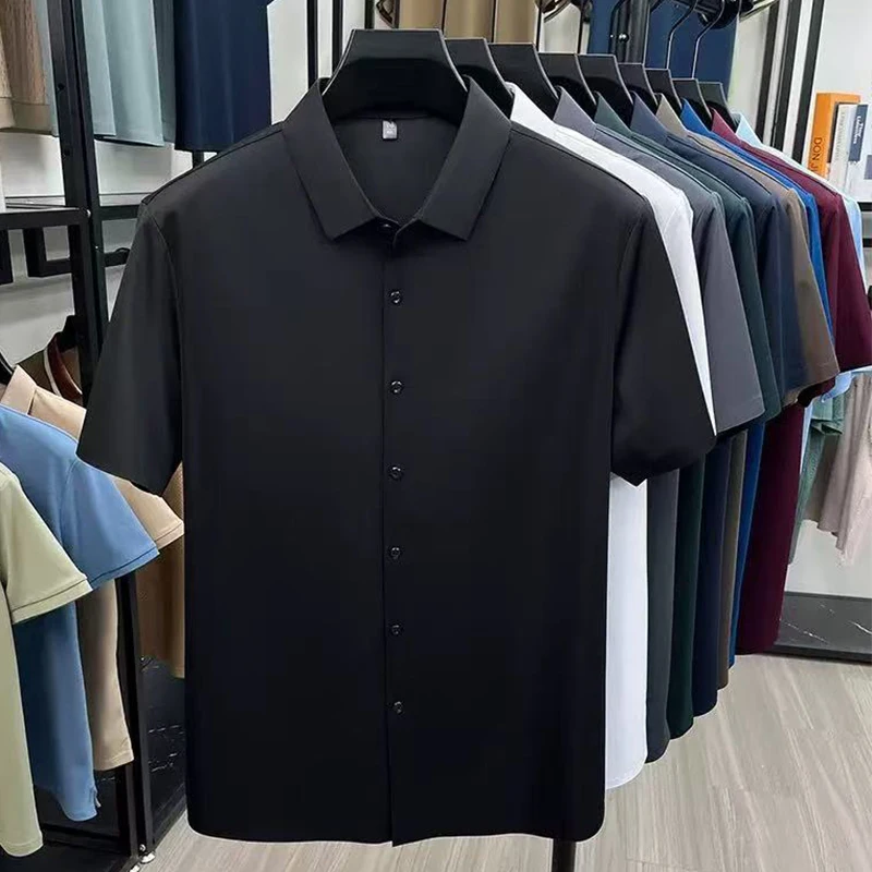 

Short sleeve men's shirt 6XL Men's dress Shirt Non iron Wrinkle Resistant Business High end Professional Casual Suit White Shirt
