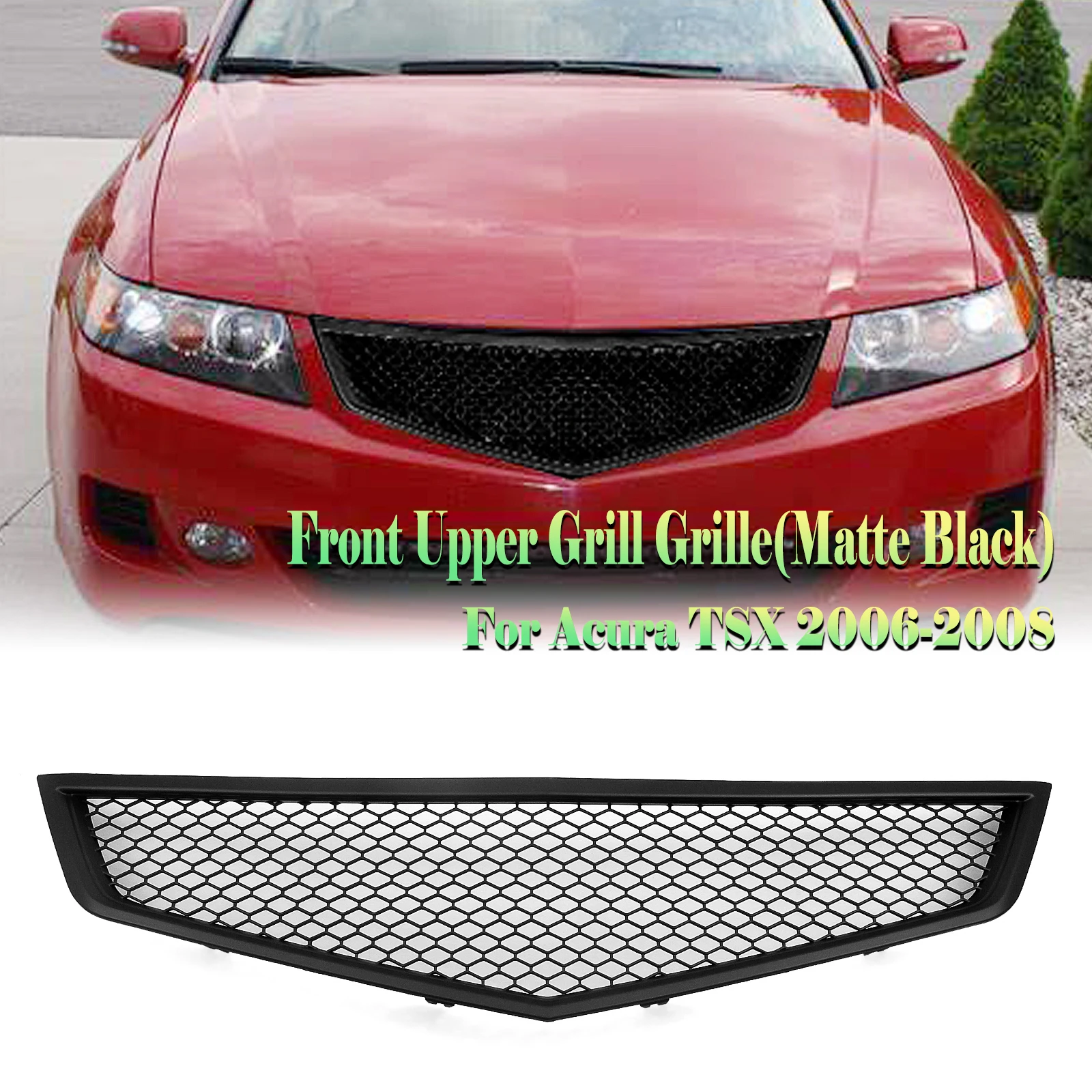 

Front Grille Racing Grill For Acura TSX 2006-2008 Honeycomb Style Carbon Fiber Look/Gloss/Matte Black Car Upper Bumper Hood Mesh