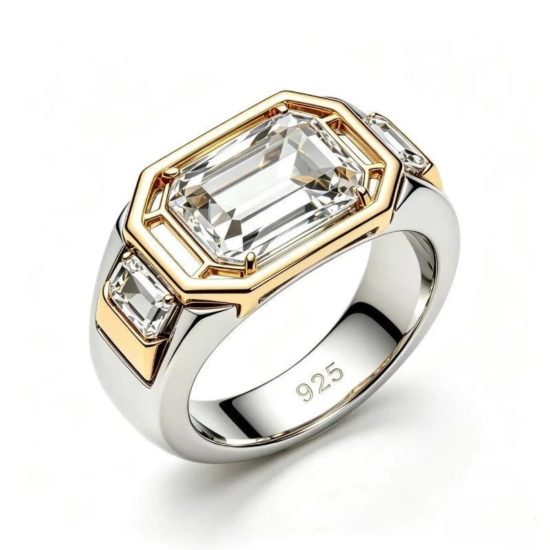 Solid 925 Sterling Silver Ring Fully Set with Moissanite Festive Gift Ideal for Any Occasion