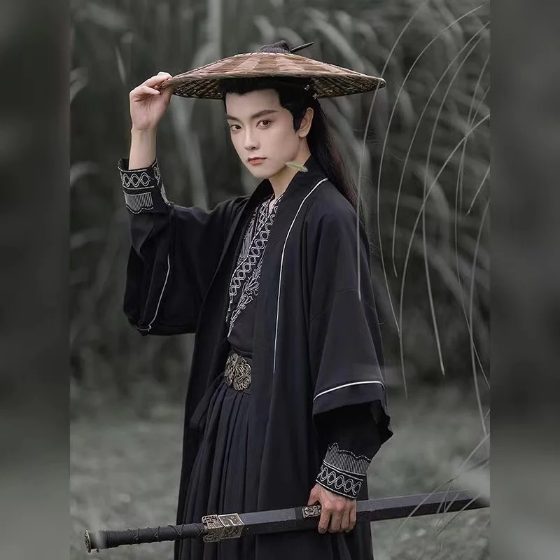 

Men Women Hanfu Ancient Song Dynasty Traditional Waist Length Costume Swordsman Cosplay Embroidered Hanfu Clothing Set Students