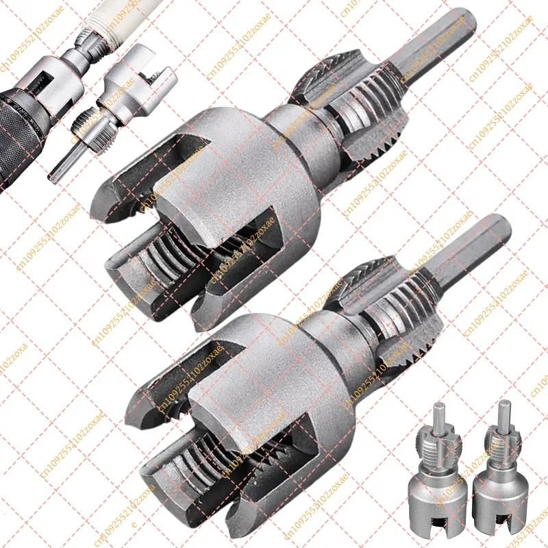 LF Electric Drill PVC Pipe Threader Kit with 3 Dies 1/2 3/4 Inch, Manual Plastic Pipe Threading Tool Set for Water Conduit
