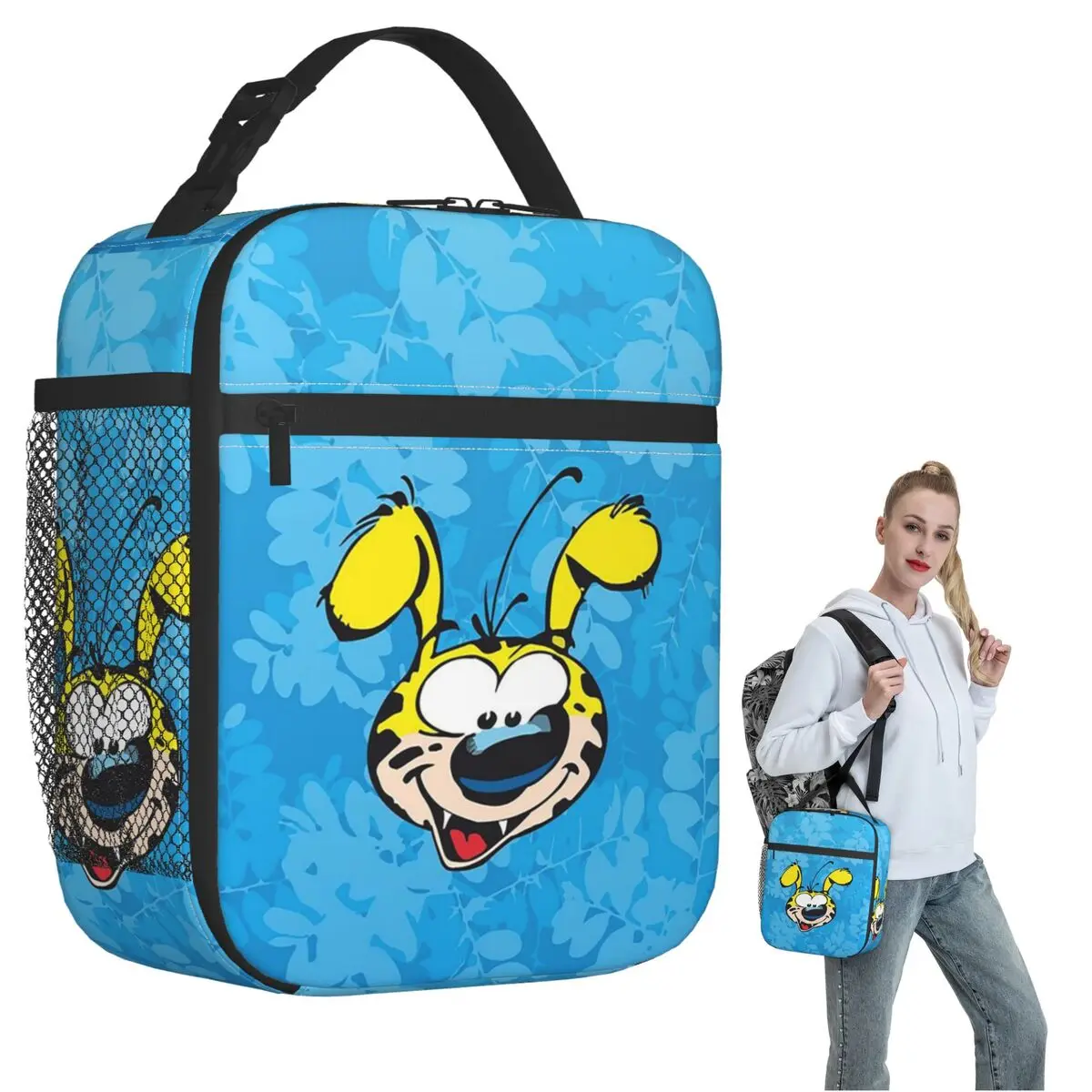 bolsa-termica-para-almoco-com-estampa-de-marsupilami-para-mulheres-e-criancas-com-compartimentos-para-alimentos-portatil