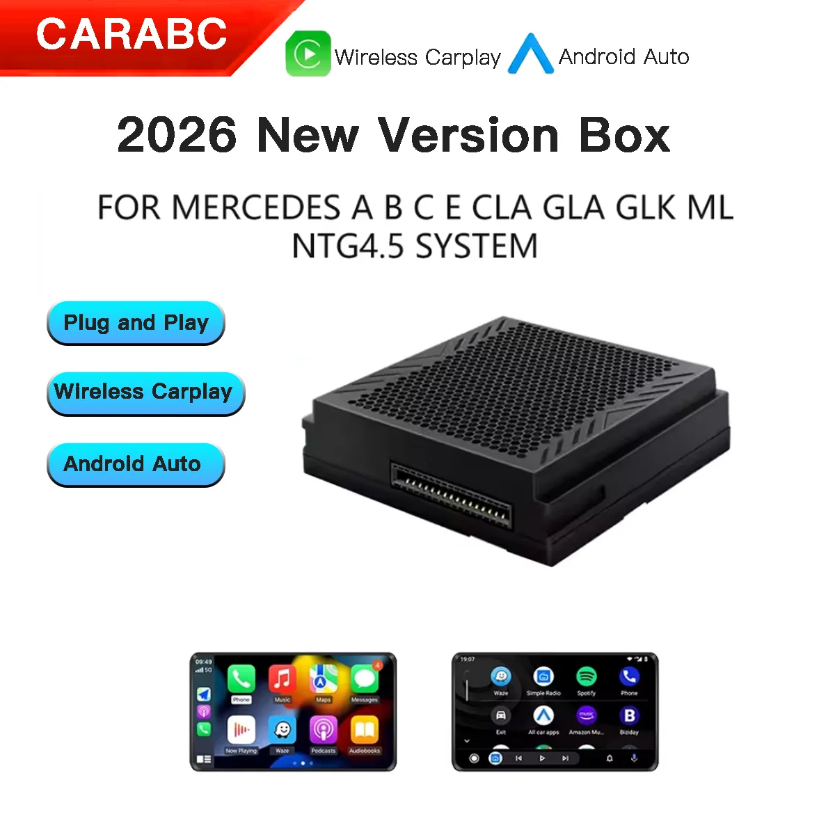 Carplay inalámbrico Android auto para Mercedes Benz A B C E CLA GLA GLK ML W204 X204 W246 C117 W176 X156 Sprinter NTG4.5 Becker Box
