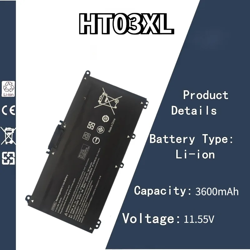 

11.55V 3600mAh HT03XL Laptop Battery For HP Pavilion 14-CE0025TU 14-CE0034TX 15-CS0037T 250 255 G7 HSTNN-LB8L/LB8M/DB8R 3 Cells