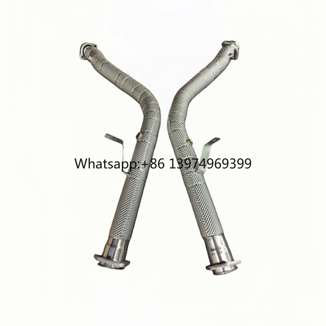 For High Flow Exhaust Downpipe With Heat Shiled  for 2014-2018 Mercedes Benz G63 AMG W463  5.5L V8 M157 Engine Models