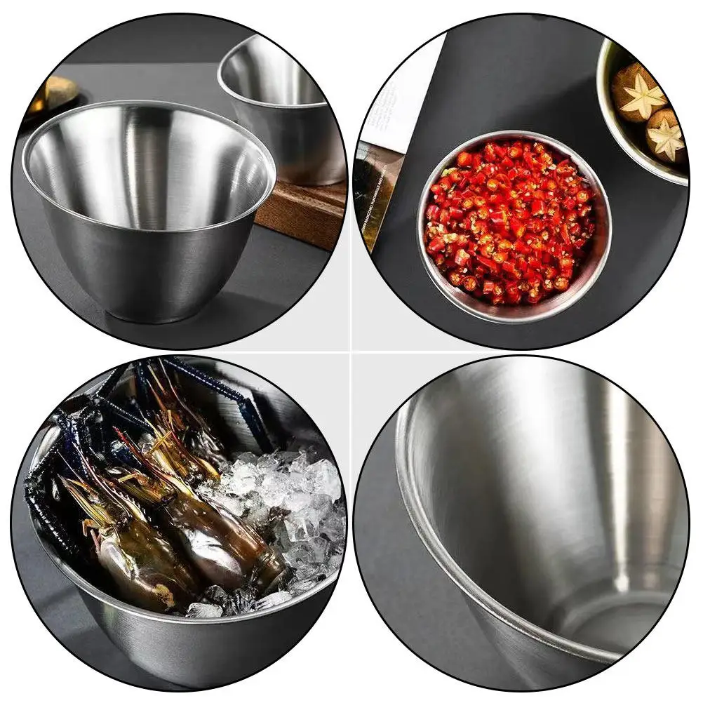 

1Pcs Stainless Steel Versatile Bowl Modern Stylish Oblique Mouth Design for Seasoning Sauce Vegetable Storage Kitchen