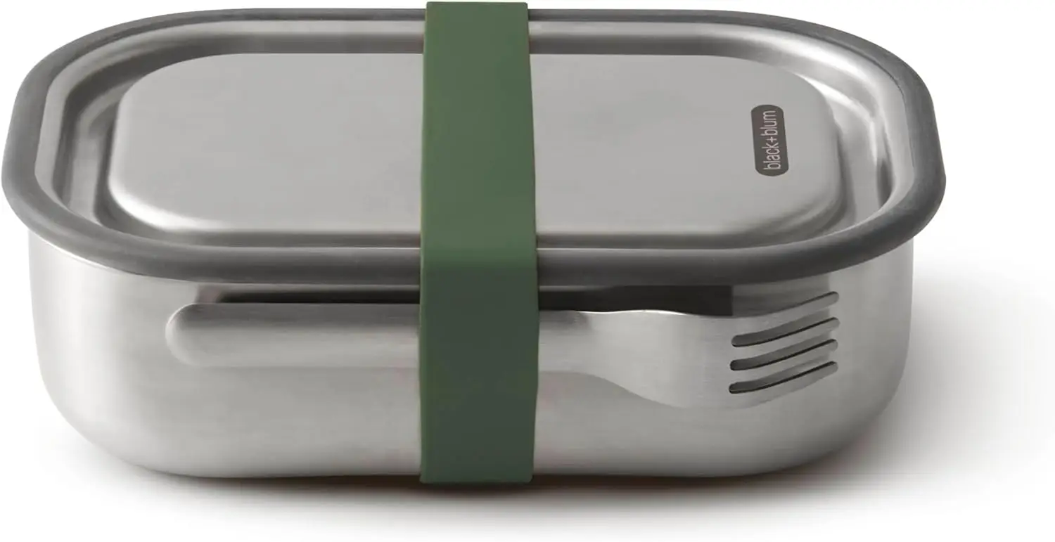 

Stainless Steel Leak-Proof 3-in-1 Bento Box with Compartment Divider, Olive Green