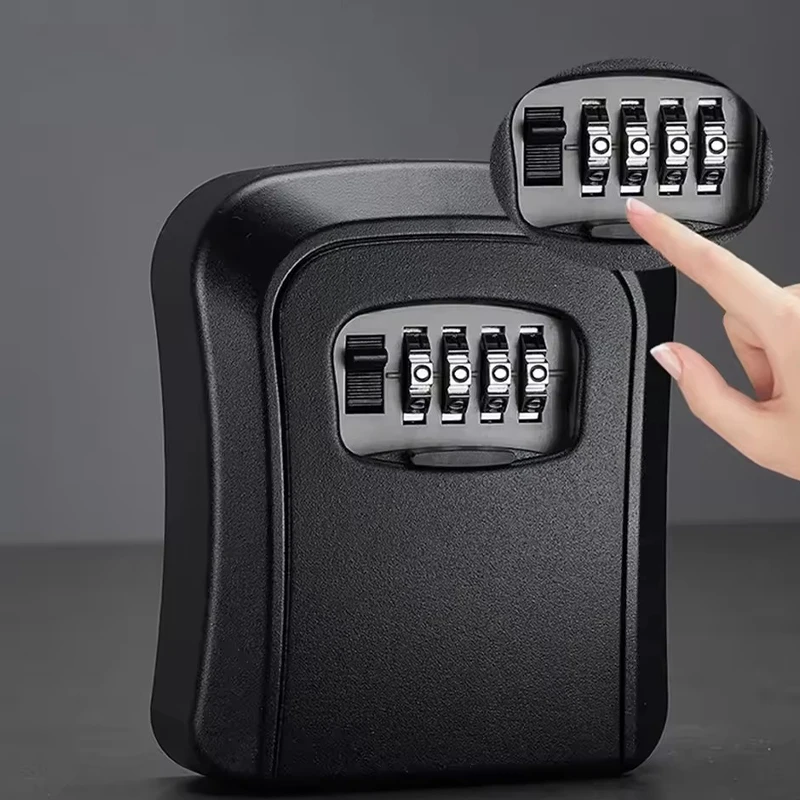 1Set Key Keeper Black Wall-Mounted Safe Box with Combination Lock Suitable for Home Hotel Travel Large Capacity Keeping Prop ZYF