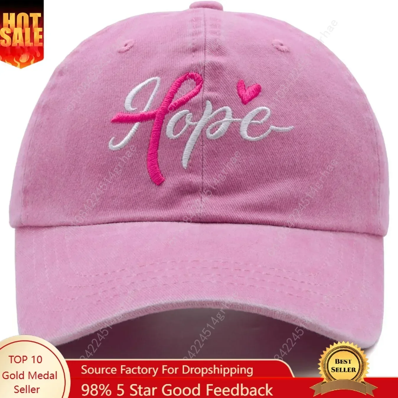 Waldeal Fight Cancer Inspirational Gifts for Women, Embroidered Adjustable Breast Cancer Awareness Hope Hat