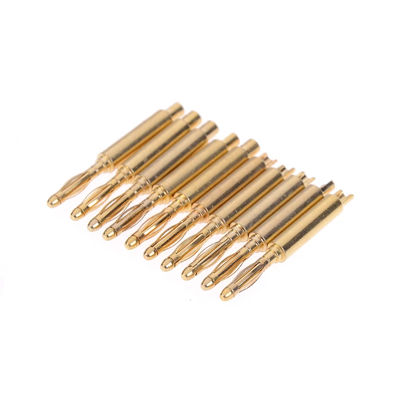 10pcs/lot 2mm Gold Plated Wilding Banana Plug Audio Speaker Amplifier Cable Wire Power Screw Jack Connector Adapter Random Color