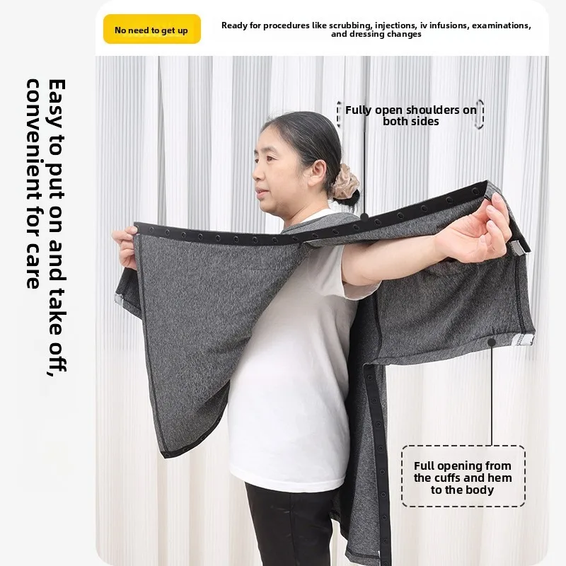 

Easy On Off Button Patient T-Shirt for Arm Fracture Post-Operative Elderly Nursing Clothes