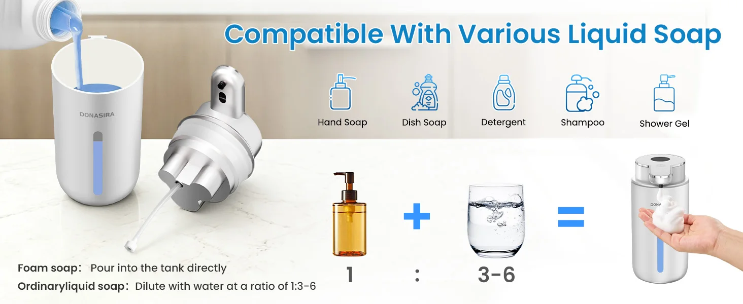 420ML Berührungsloser Digitaler Seifenspender mit 6-stufiger Schaum-/Flüssigkeitsregulierung, Automatischer Intelligenter Sensor-Handdesinfektionsmittel-Pumpspender – Detail 9