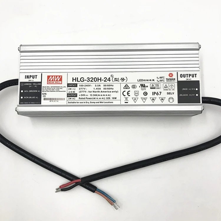 MeanWell HLG-320H Hlg-320h-24ab Hlg-320h-36 Hlg-320h-48a Driver LED impermeabile 320W 320-48b Hlg