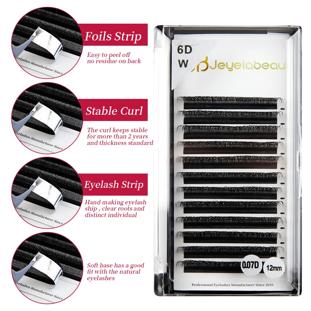 JB Jeyelabeau W-shape Lashes Extensions 3D/4D/5D False Eyelashes 6D/8D Faux Mink Bloom Eyelash Premade Volume Fans C/D 0.07