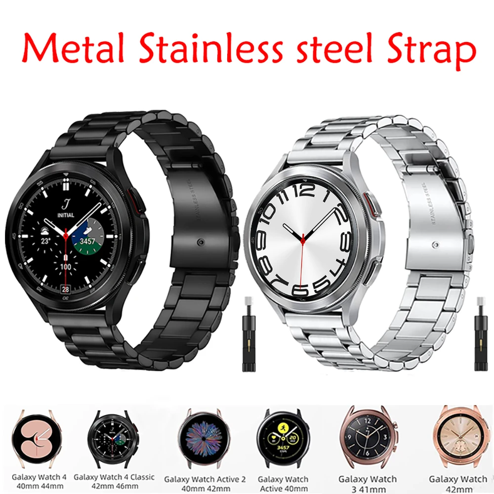 Metalowy pasek do zegarka Samsung Galaxy Watch 7/6/5/4 40 mm 44 mm Pasek ze stali nierdzewnej Galaxy Watch 6/4 Classic 47 mm 43 mm 46 42 mm/5pro 45 mm