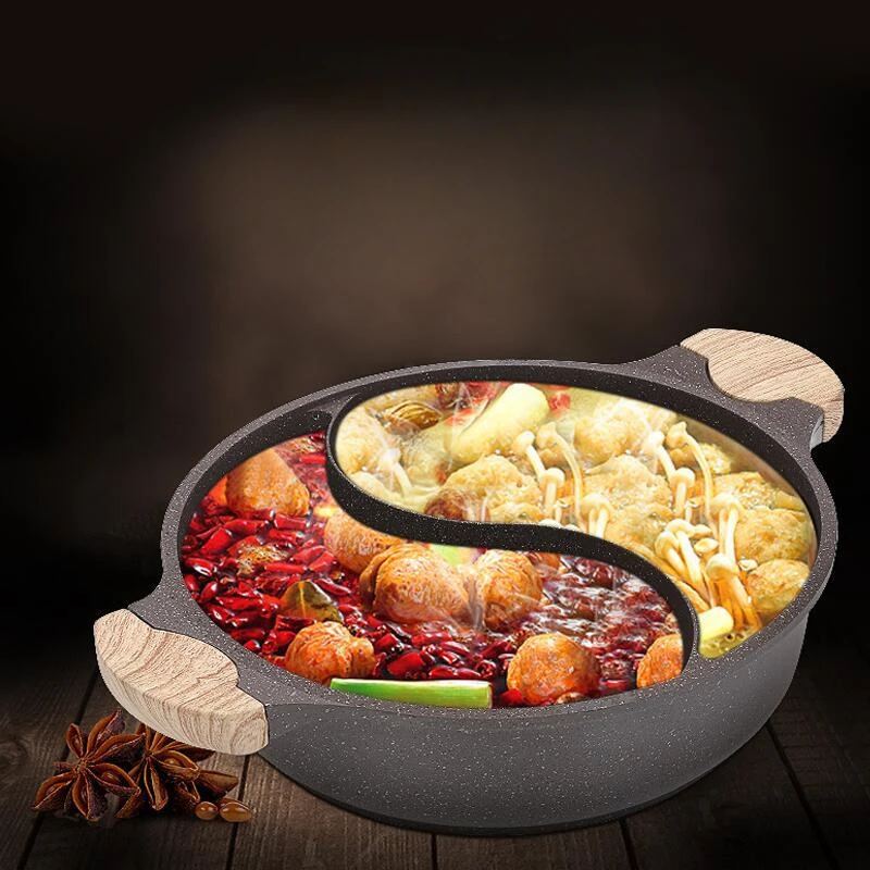 Korean Style Maifanshi Hotpot Thickened Glass Cover Double-flavor Hot Pot Ears Induction Cooker Gas Stove Universal Cookware