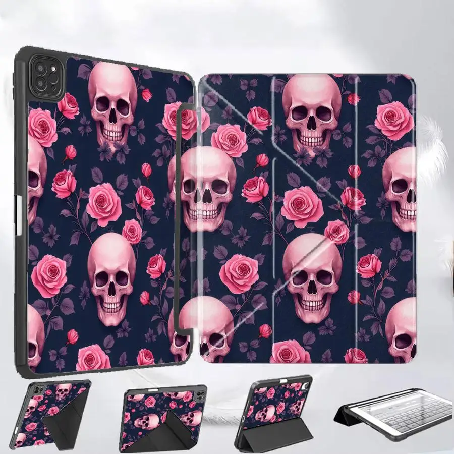 

Чехол-подставка Flower Skeleton для iPad Pro 2025, Mini 6, 7, Pro 11-го, 10-го, 9-го, 8-го, 7-го поколений, 12.9 дюймов, Air 4, 5, M3, M2, M4, 11 дюймов
