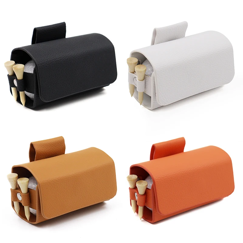 Golf Pouch Bags Travel Case Golf Ball Bag Portable Waist Storage Bag PU Leather For 2Pcs Golf Balls Holds And 4 Golf Tees Bag