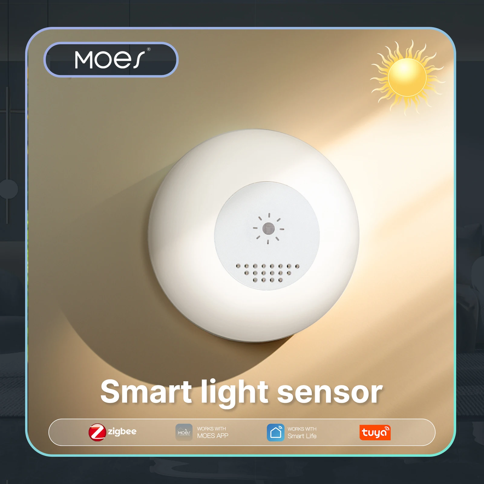 MOES Tuya Zigbee Smart Light Sensor ความสว่างการตรวจจับความสว่างไฟบ้านอัตโนมัติเครื่องตรวจจับบ้านอัจฉริยะ APP Control