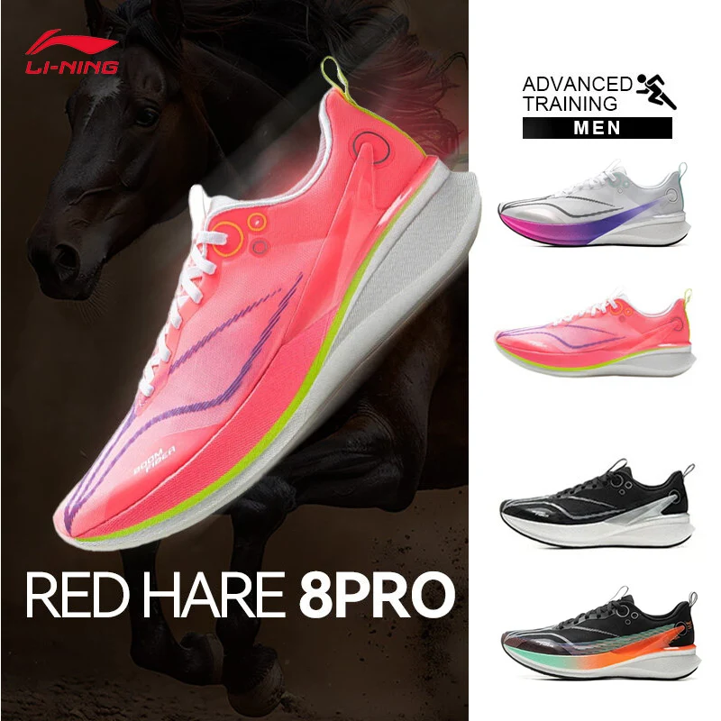 LI-NING RED HARE 8 PRO Heren Loopschoenen Professionele Sport Ademend Racing Training Dagelijks Joggen ARPV 003