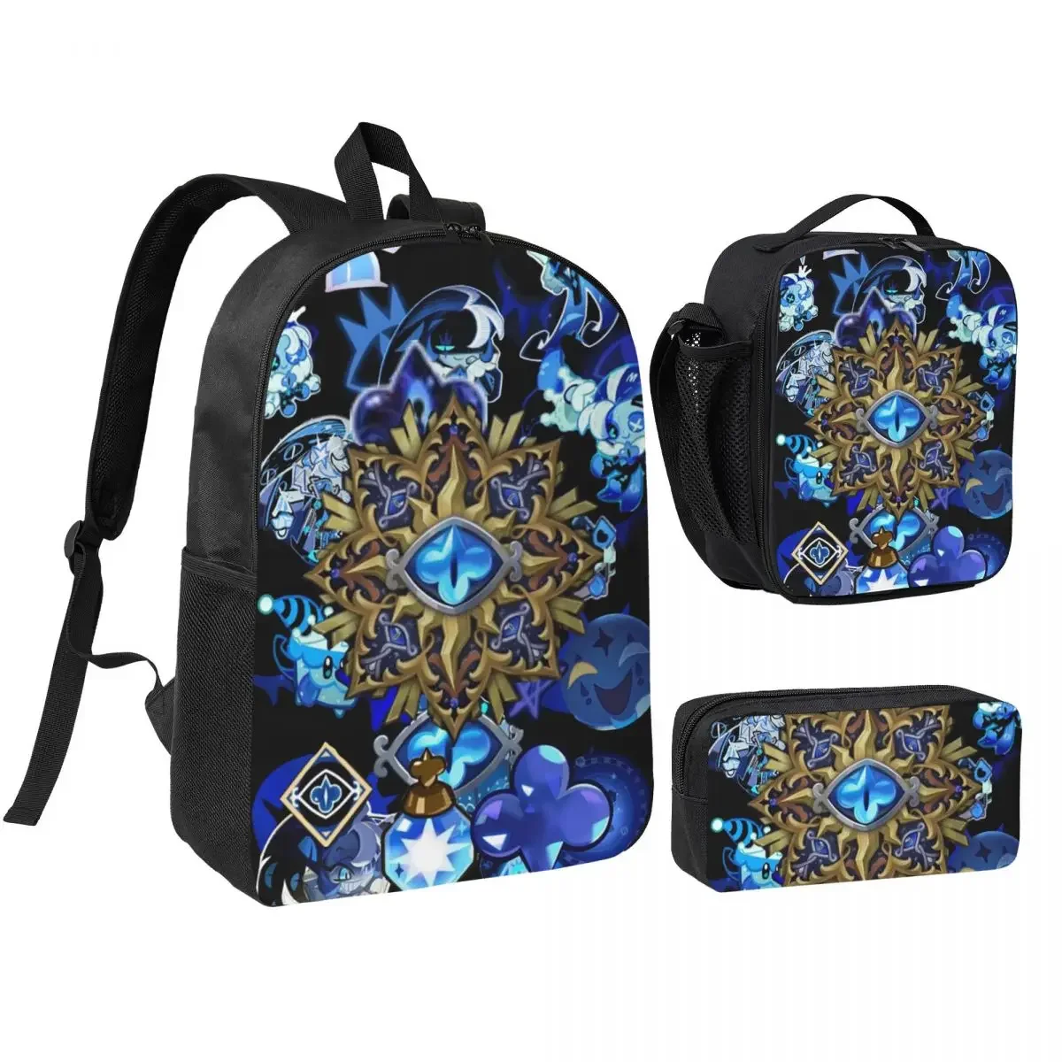 Shadow Milk Cookie Run Kingdom Cute Cartoon Anime Backpack BookBag School Bag Laptop Shoulder Bags 3ps Lunch Bag Pencil Case