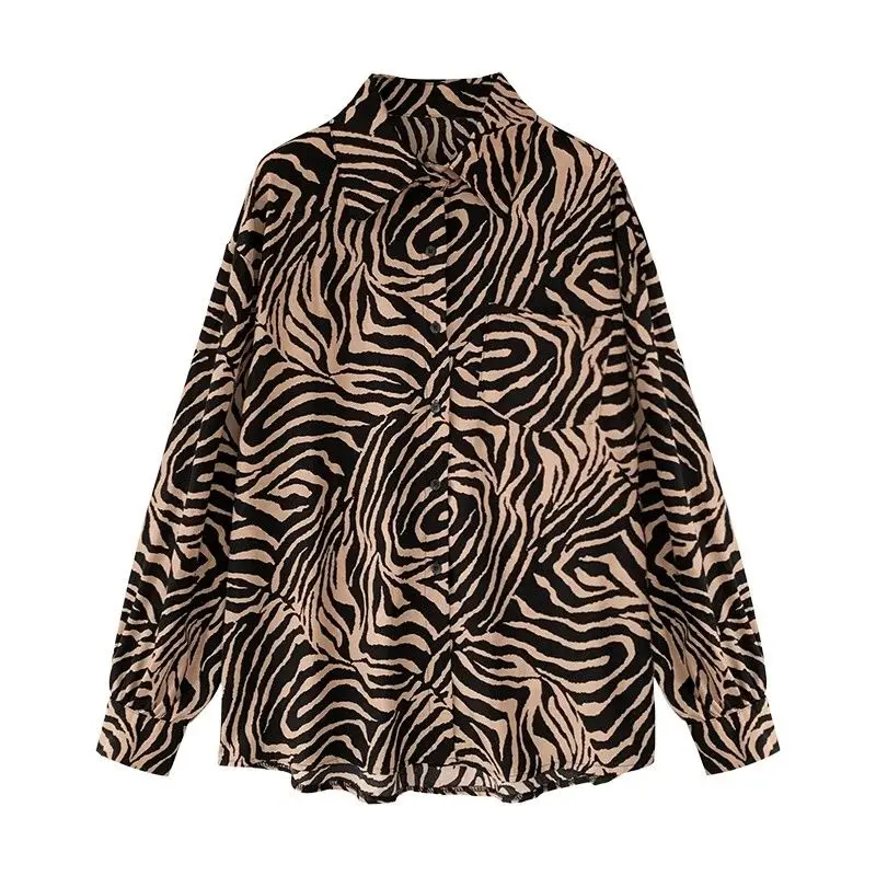 Leopard Shirt Women Vintage Animal Pattern Print Casual Smock Blouse Office Ladies Long Sleeve Business Shirts Chic Chemise Tops