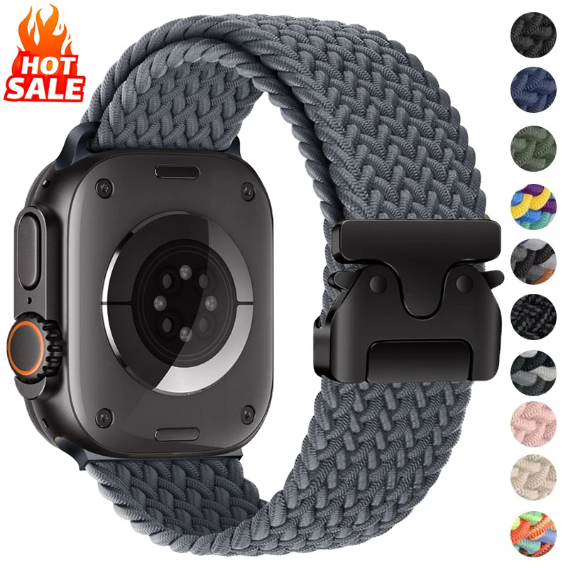 

Braided Solo Loop Strap for Apple Watch Ultra 2 49mm 46mm 45mm 44mm 42mm 41mm 40mm Nylon Bracelet Iwatch Series 10 9 8 7 6 SE 5