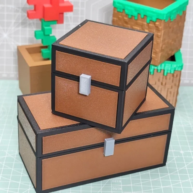 MineCraftion-caja de almacenamiento de escritorio para joyería, llaves, dulces, organizador de monedas, decoración divertida para el hogar, escritorio, adorno creativo, caja de juguetes