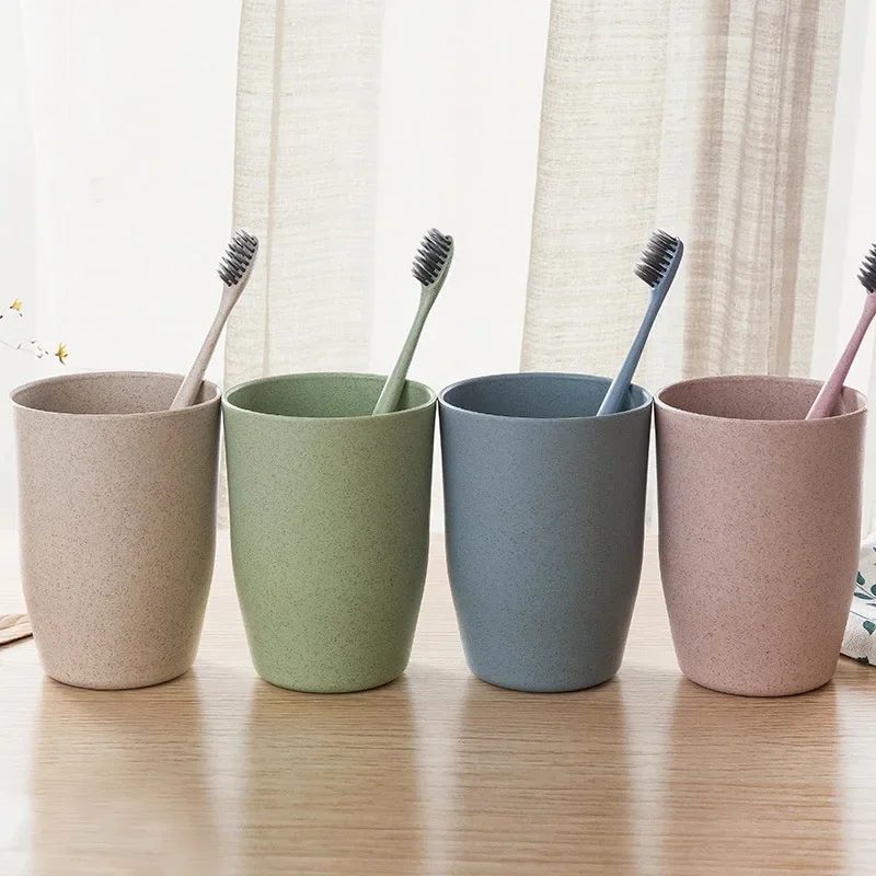 

Wheat Straw Wash Cup Household Bathroom Toothbrush Holder Multi-color Choice Practical Classic Style Cylindrical 2020 New Style