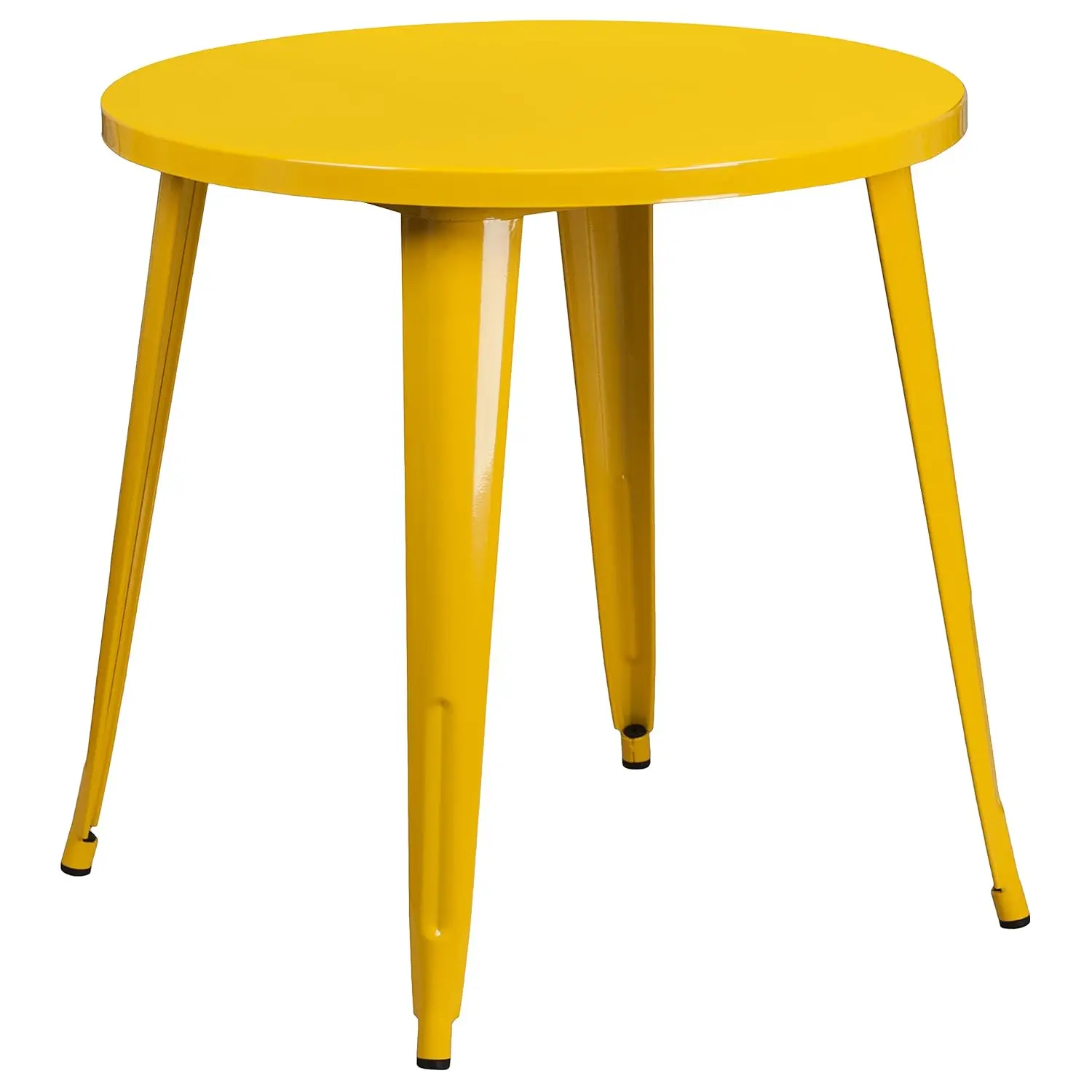 

Commercial Grade 30" Round Yellow Metal Indoor-Outdoor Table, Customized