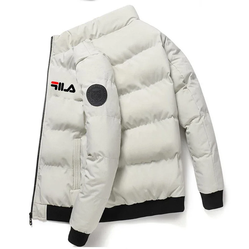 Fashion autumn and winter short men's thick warm coat, outdoor windproof new zipper printed men's casual jacket M-5XL