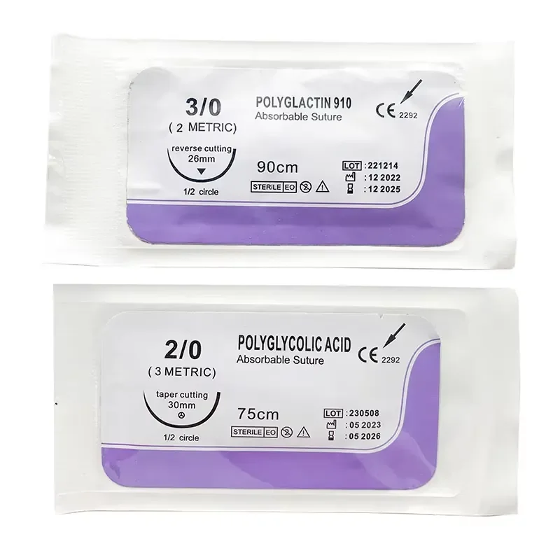 10 Unit Factory Direct Sterilization Treatment Polyglactin 910 Pgla 40Mm Sutures 3/0 Cutting