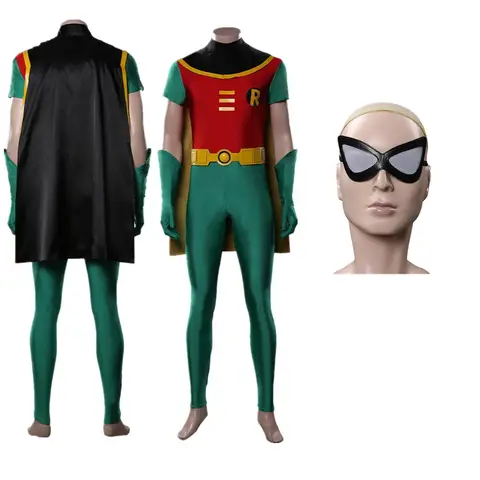 Adult Robin Cosplay Jumpsuit Outfits Men Halloween Carnival Costumes Cloak Cape Sportswear Gift Full Set Clothing