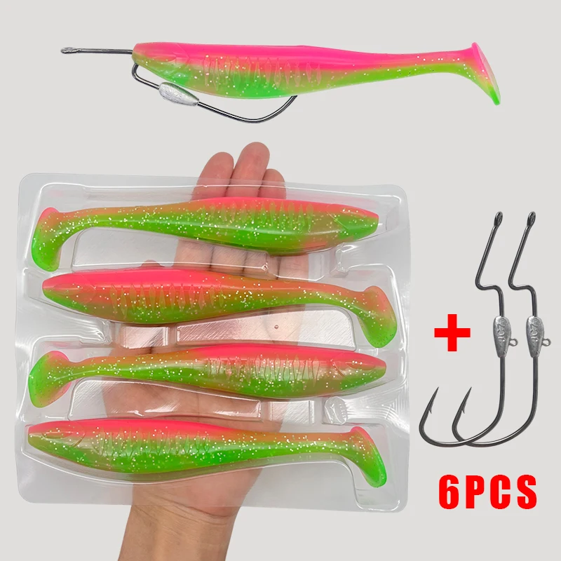 4 Stück weiche Angelköder mit 2 Liple-Haken, einzigartige vibrierende Schwimmaction, gut gefertigte Angelköder für Barsch, Forelle, Crappie Walleye – Detail 16