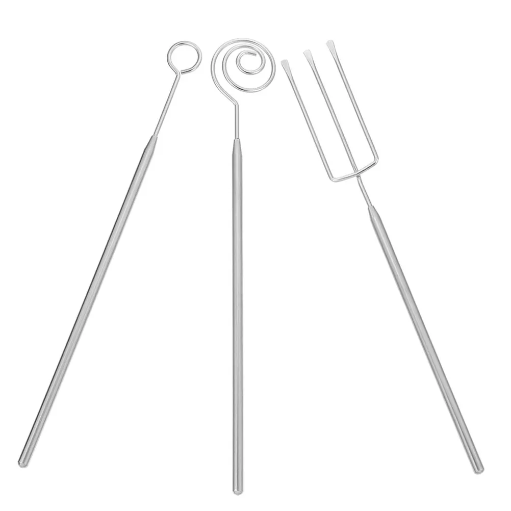3Pcs Stainless Steel Candy Dipping Fork Spoon Set Ergonomic Handle Chocolate Baking Tool DIY Cake Decorating Supplies