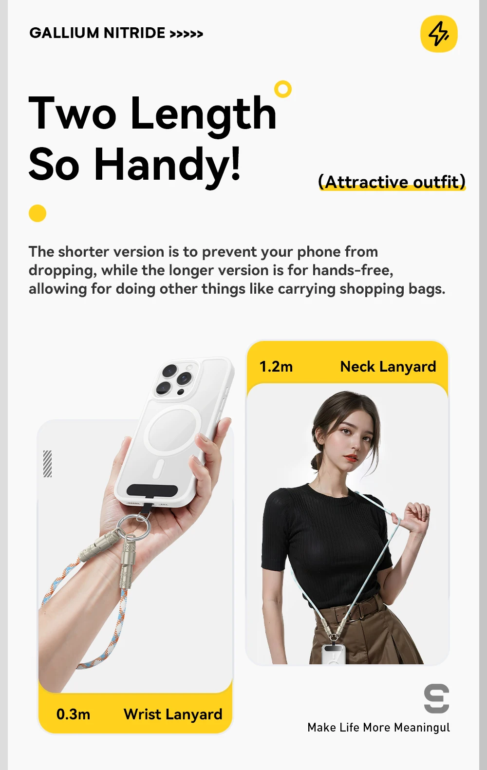 Essager 2 in 1 60W USB-C to Type-C Lanyard Data Cable 3A PD Fast Charging For iPhone 16 15 Samsung Huawei Laptops Anti-lost Rope