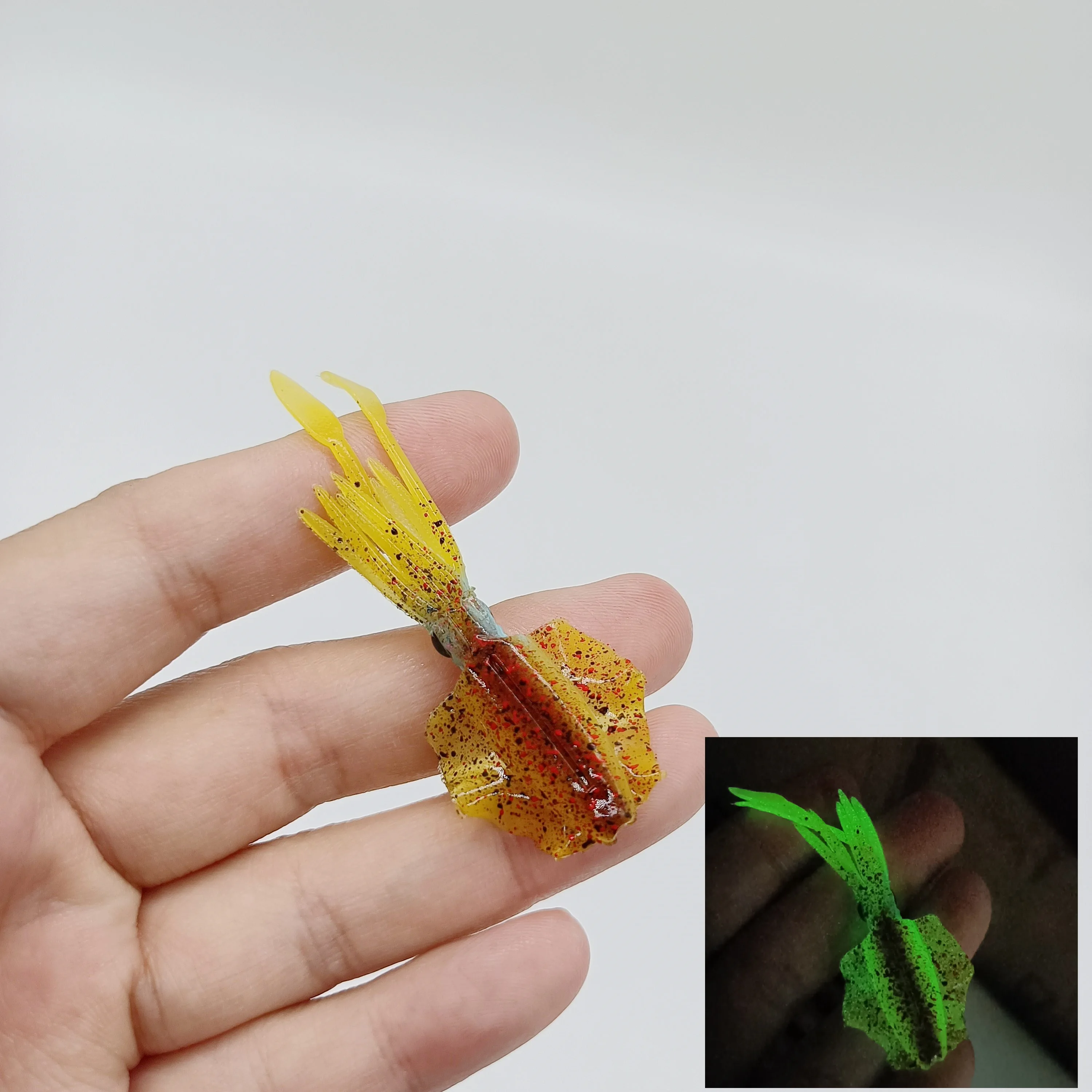DUODUOYU 1PCS Mini Weiche Tintenfisch Angeln Locken 6cm 2g Leucht UV Tintenfisch Jigs Für Süßwasser Angeln locken Wobbler Köder Angelgerät – Detail 8