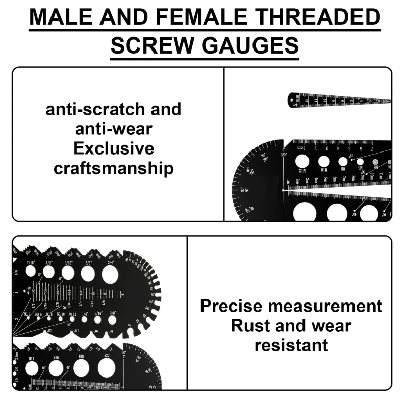 Nut And Drill Bit Thread Checker Screws Measuring Imperials Tool Standard Metric & Imperials Gauges Tester