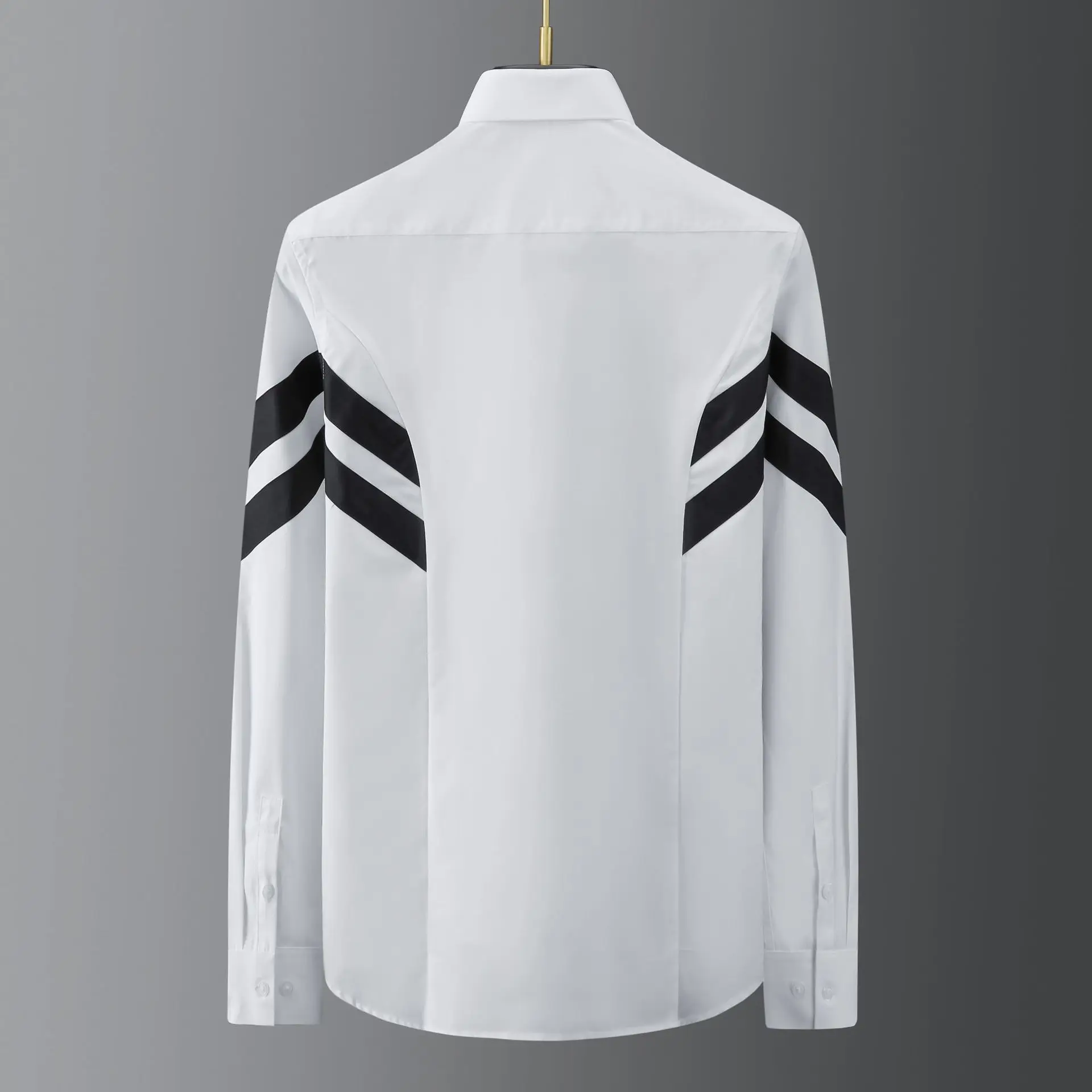 Trendy Korean Style Patchwork Shirt for Men Long Sleeved Versatile Casual Shirt Slim Fit Business Social Uniform Formal Shirt