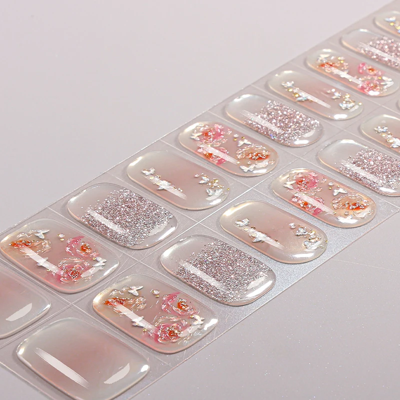 22 نصائح الزهور هلام مسمار شرائط غطاء كامل الفرنسية رائعة الأزهار الخبز خالية هلام مسمار ملصقات DIY بها بنفسك مانيكير الديكور