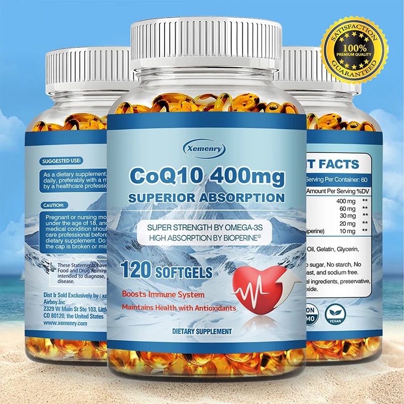 

CoQ10 400mg - with Omega 3, Antioxidant for Circulation, Heart Health & Energy Production, 30/60/120 Capsules