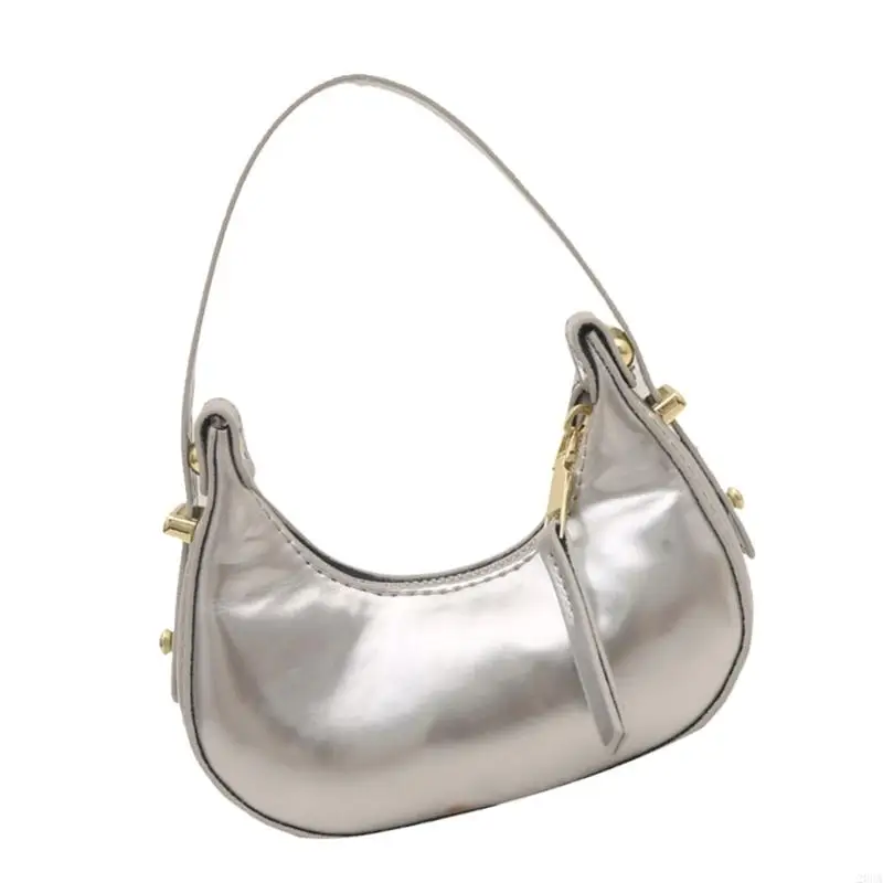 

Compact Moon Shaped Top Handle Bag Lightweight Construction Easy Access Pockets Suitable For Women and Girls 20CA