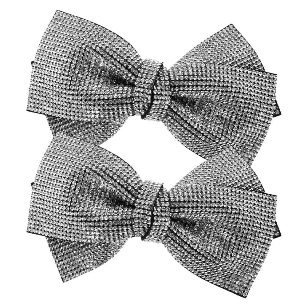 

2Pcs Hairpin Clip Rhinestone Bow Accessories Girls Claw Women Full Diamond Sparkling Rhinestones Fashionable Lightweight