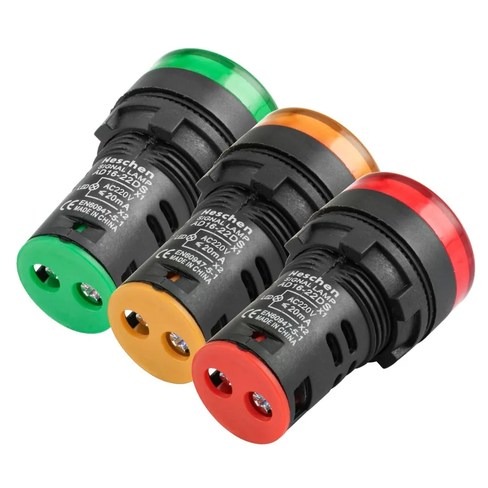 5pcs Indicator Pilot Signal Light   220v 22mm Panel Mount LED Power