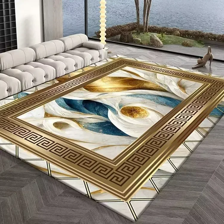 Golden Abstract Carpet Luxury Bedroom Decoration Large Area Rugs Sofa Side Carpets for Living Room Soft Fluffy Lounge Floor Mat