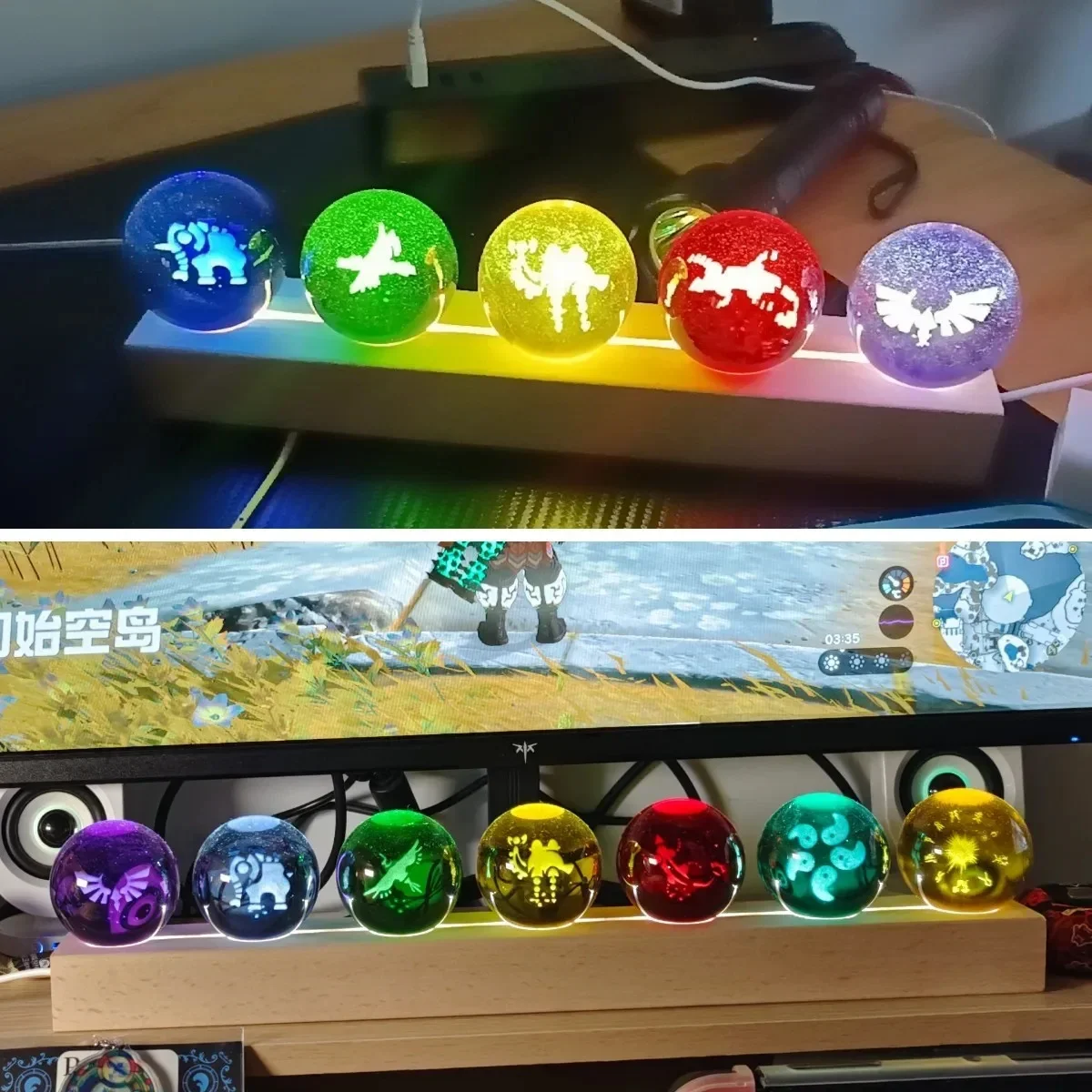 Zeldas 3D Crystal Ball Lamp With Hero Skill 5cm Tears Kingdoms Link Figure Room Night Light Statue Fans Birthday Gift Home Decor